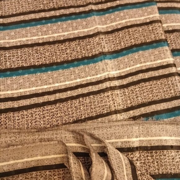 New Chiffon Fabric By The Yard Gray Teal Black Stripe Very Pretty! No stretch - Picture 3 of 5
